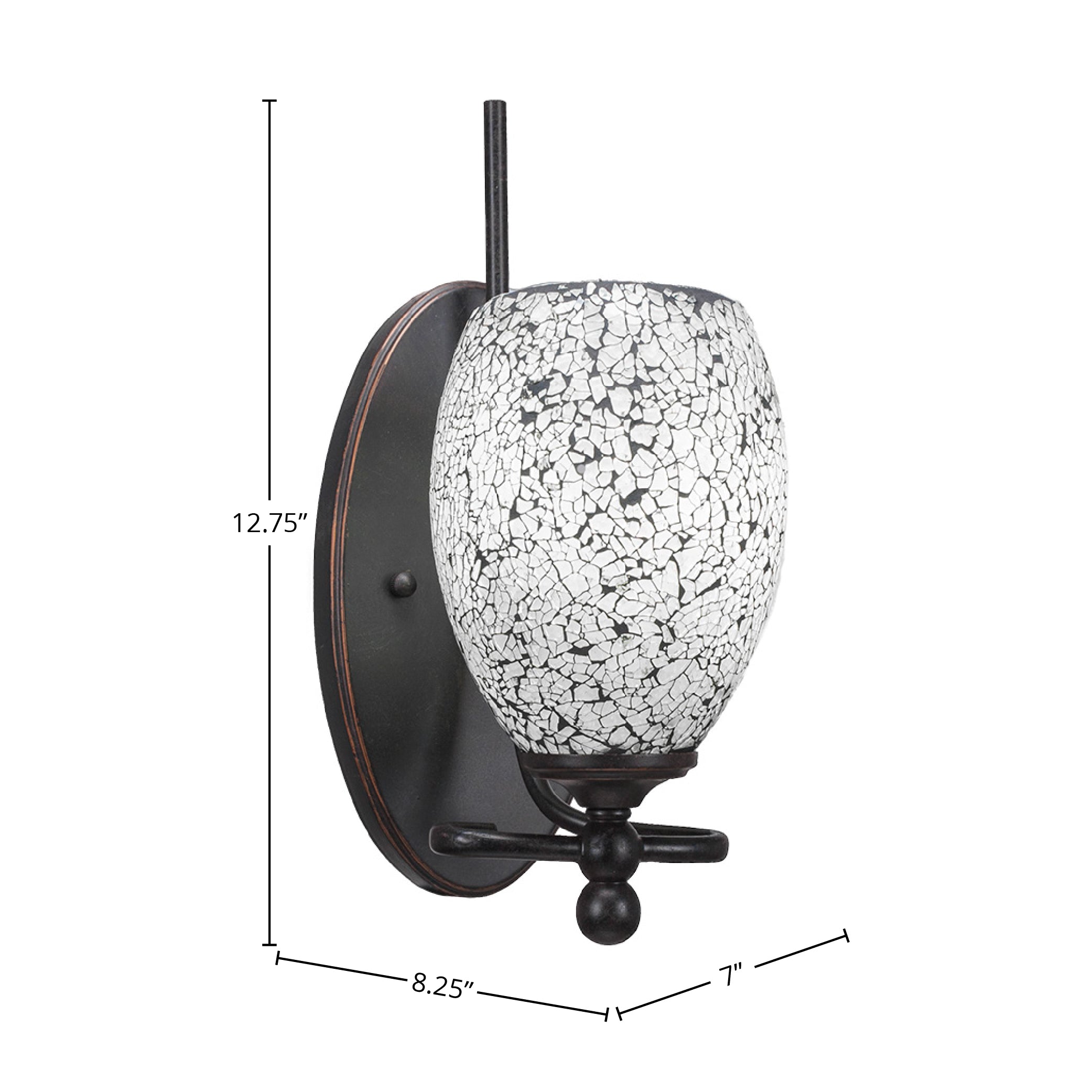 Capri One Light Wall Sconce in Dark Granite with 5" Black Fusion Shade