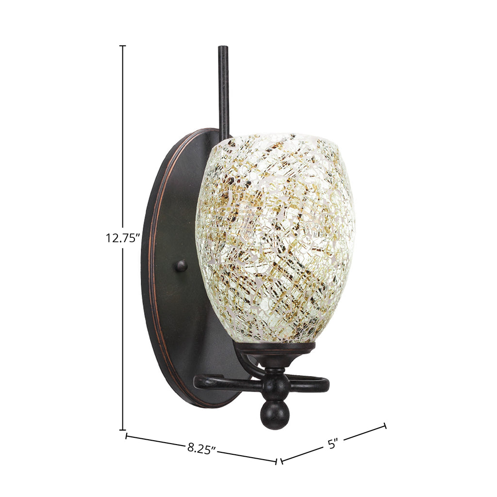 Capri One Light Wall Sconce in Dark Granite with 5" Natural Fusion Shade