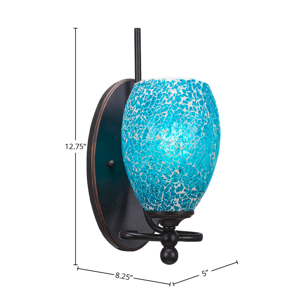 Capri One Light Wall Sconce in Dark Granite with 5" Turquoise Fusion Shade