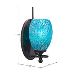 Capri One Light Wall Sconce in Dark Granite with 5" Turquoise Fusion Shade