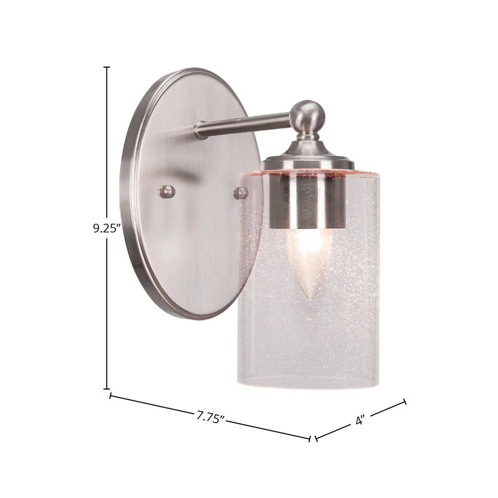Capri One Light Wall Sconce in Brushed Nickel with 4" Clear Bubble Shade