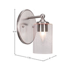 Capri One Light Wall Sconce in Brushed Nickel with 4" Clear Bubble Shade