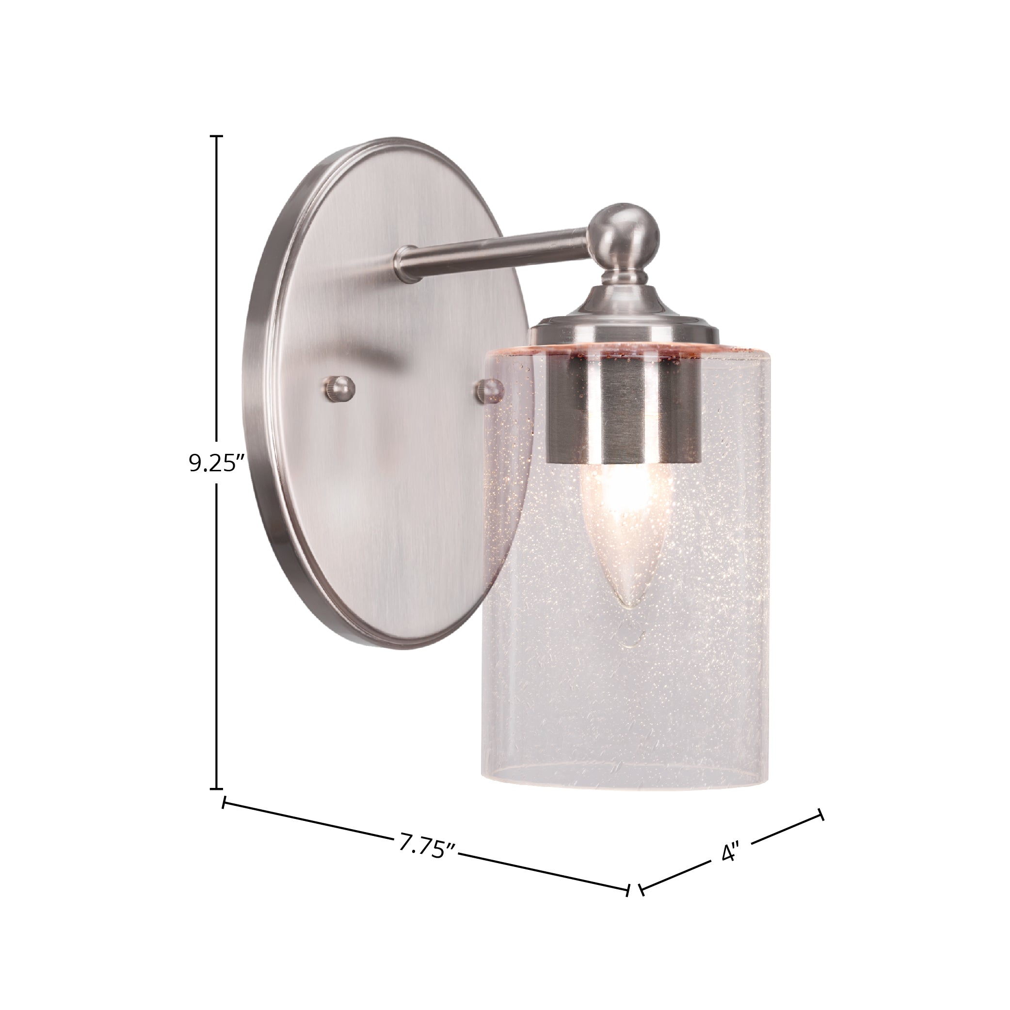 Capri One Light Wall Sconce in Brushed Nickel with 4" Clear Bubble Shade