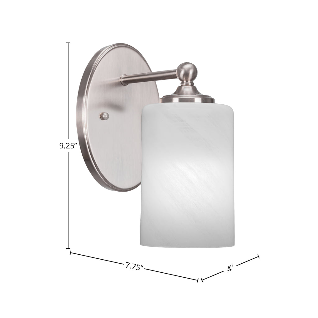 Capri One Light Wall Sconce in Brushed Nickel with 4" White Marble Shade