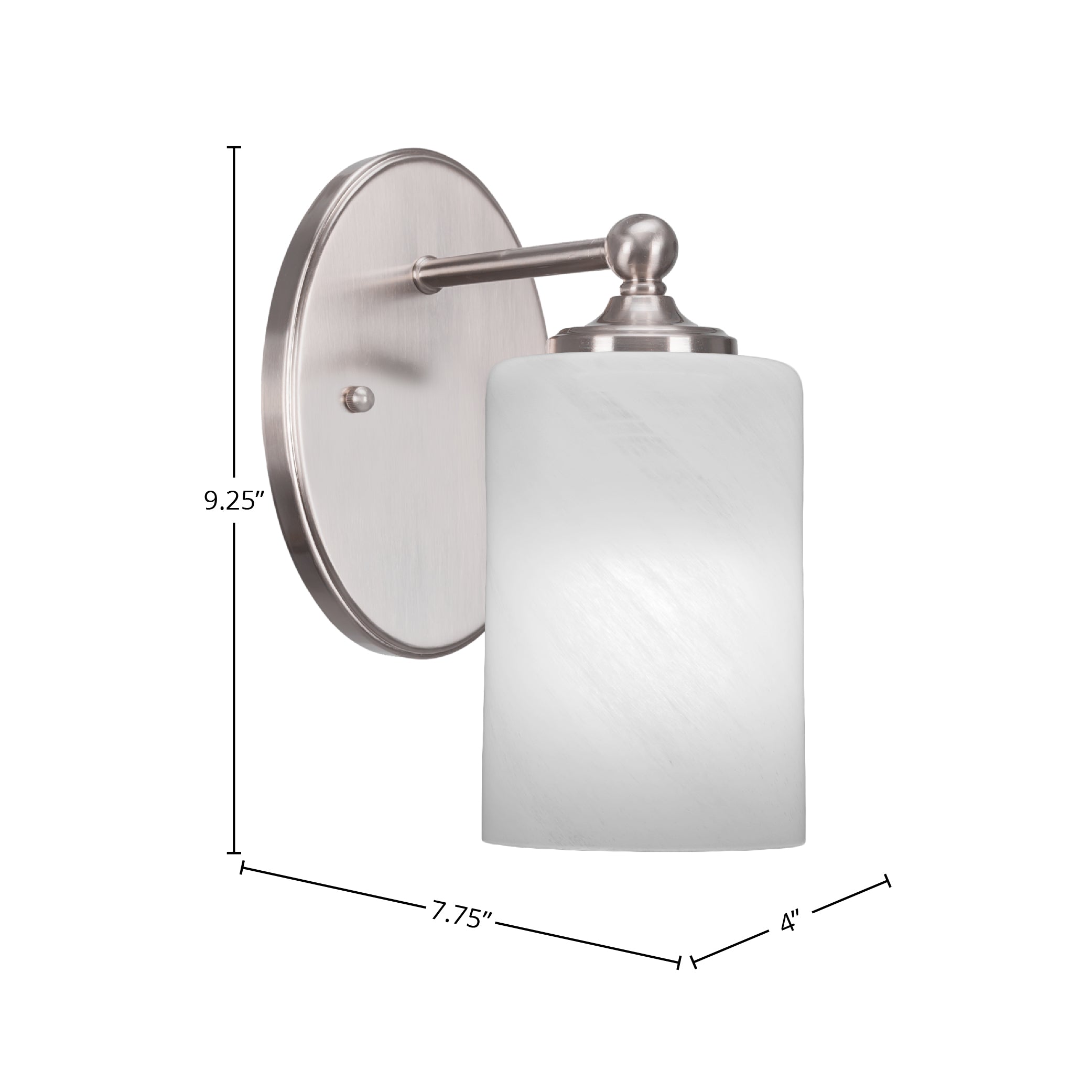 Capri One Light Wall Sconce in Brushed Nickel with 4" White Marble Shade