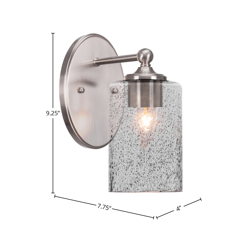 Capri One Light Wall Sconce in Brushed Nickel with 4" Smoke Bubble Shade