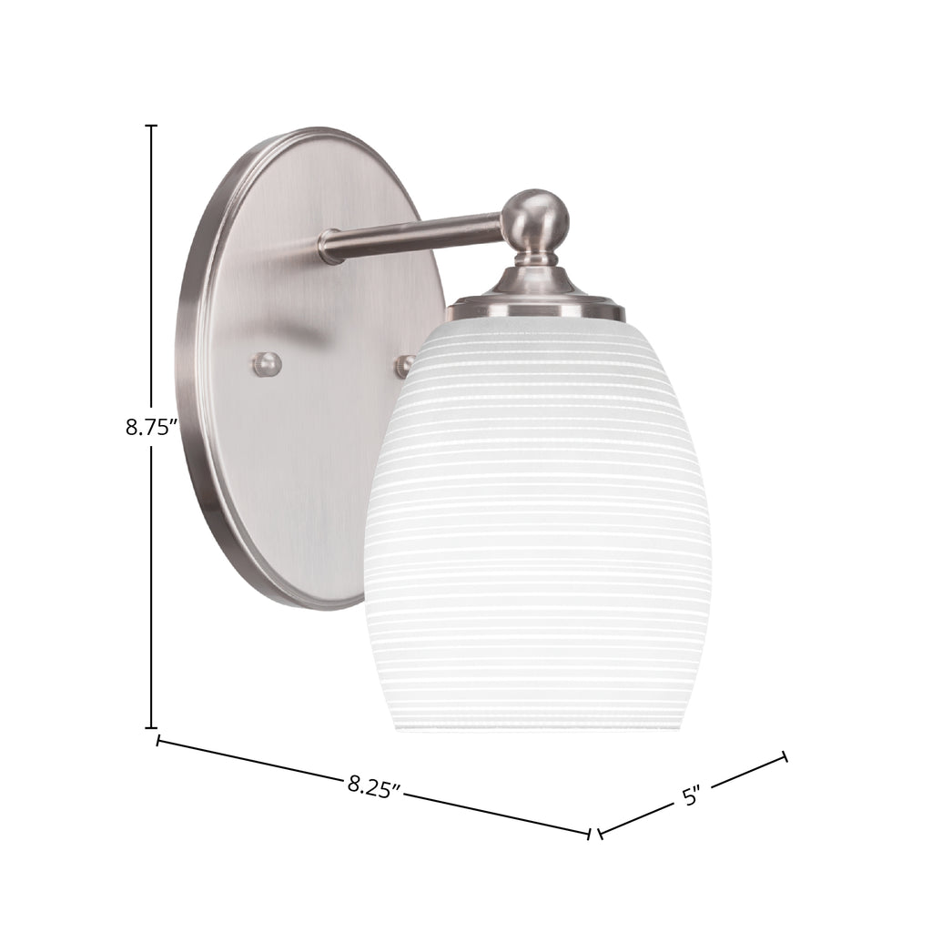 Capri One Light Wall Sconce in Brushed Nickel with 5" White Matrix Shade