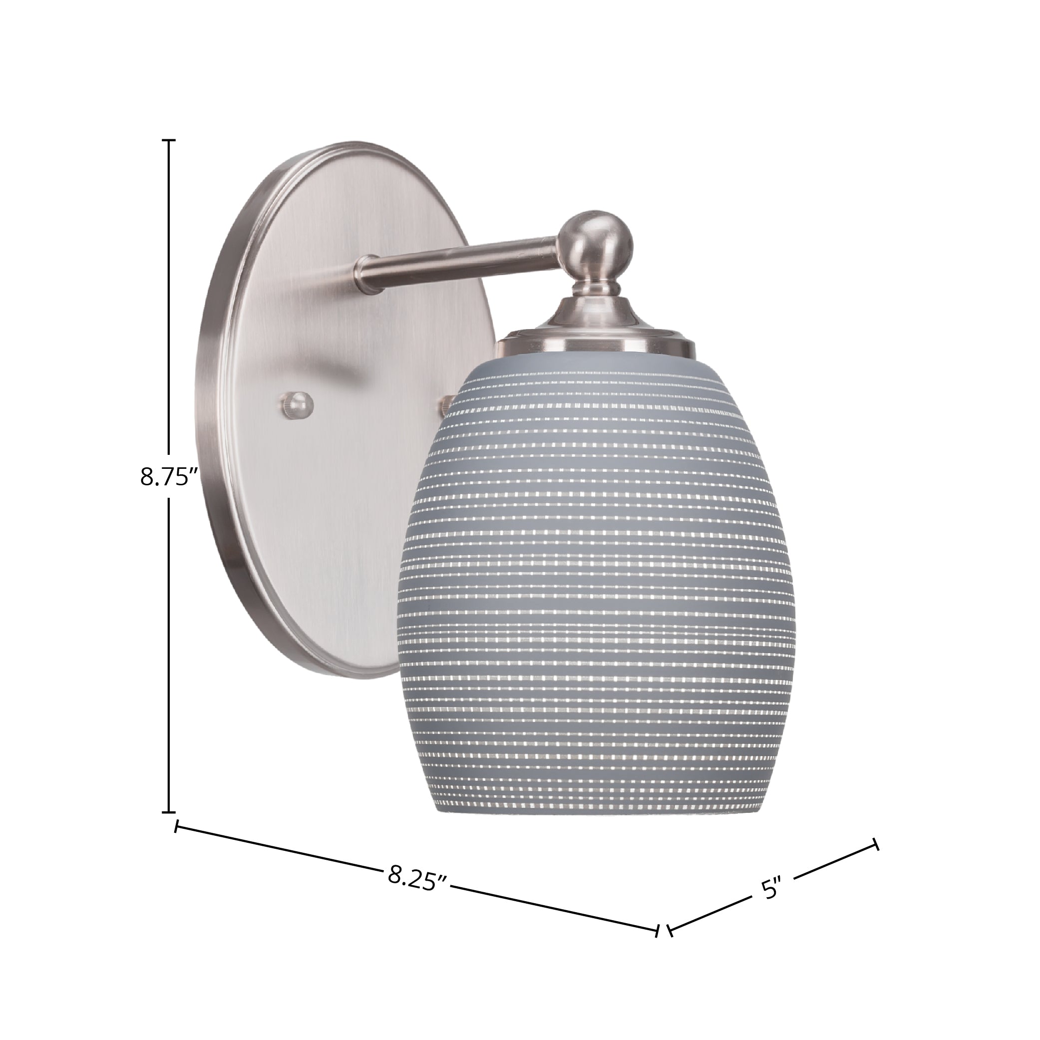 Capri One Light Wall Sconce in Brushed Nickel with 5" Gray Matrix Shade