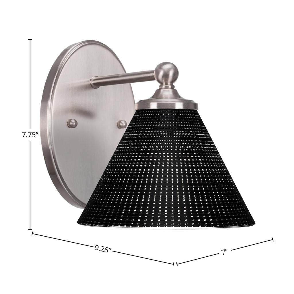 Capri One Light Wall Sconce in Brushed Nickel with 7" Black Matrix Shade