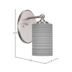 Capri One Light Wall Sconce in Brushed Nickel with 4" Gray Matrix Shade