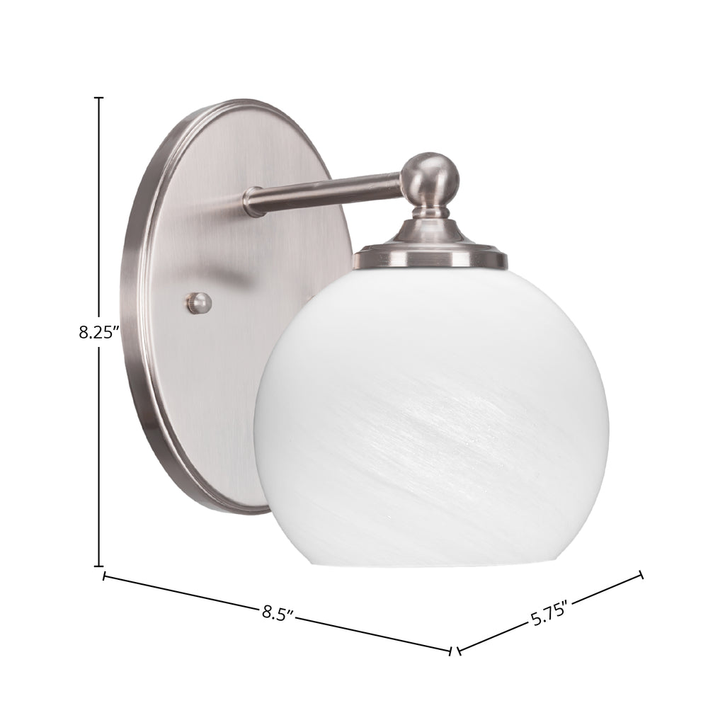 Capri One Light Wall Sconce in Brushed Nickel with 5.75" White Marble Shade