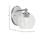 Capri One Light Wall Sconce in Brushed Nickel with 5.75" Smoke Bubble Shade