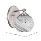 Capri One Light Wall Sconce in Brushed Nickel with 5.75" Onyx Swirl Shade