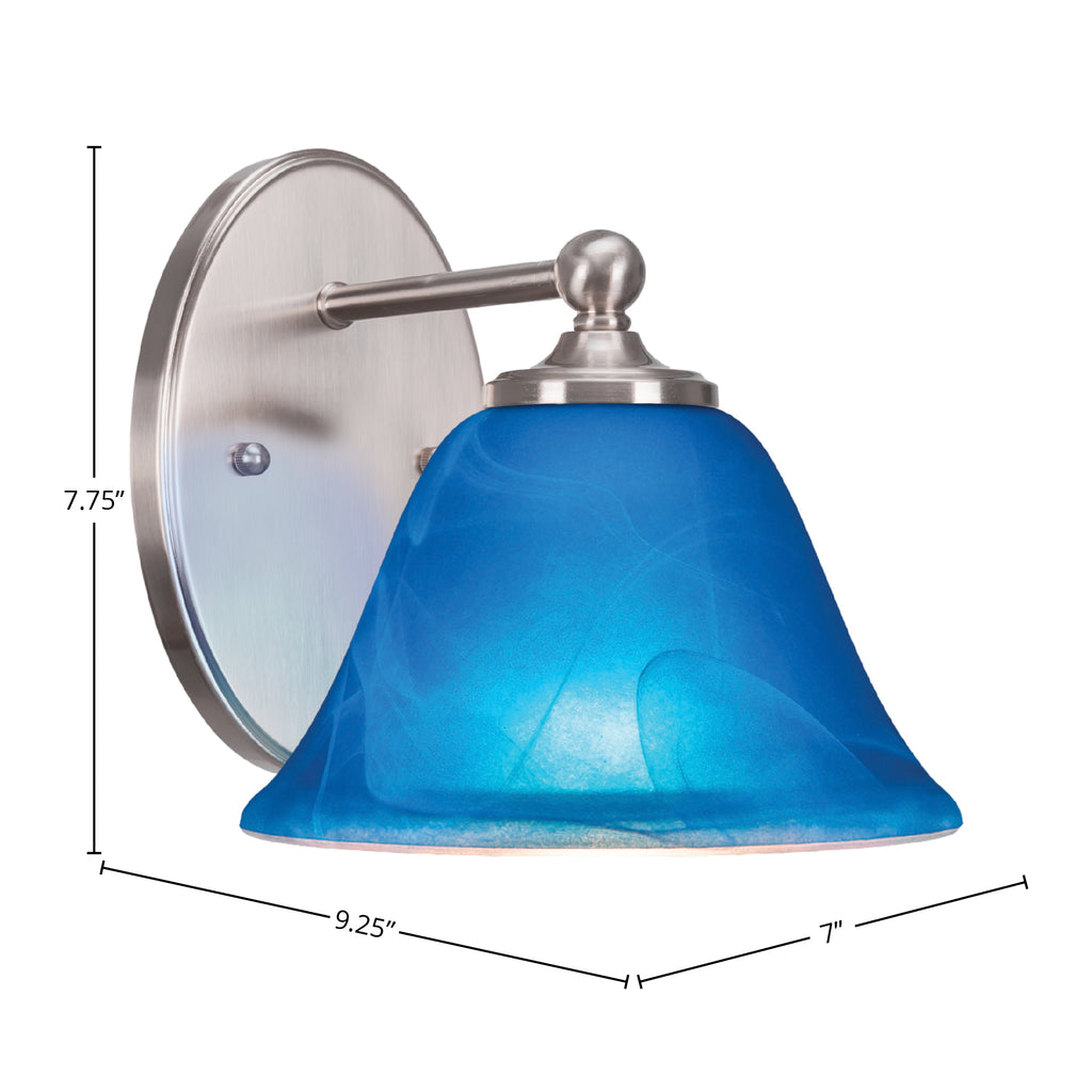 Capri One Light Wall Sconce in Brushed Nickel with 7" Blue Italian Shade