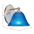 Capri One Light Wall Sconce in Brushed Nickel with 7" Blue Italian Shade
