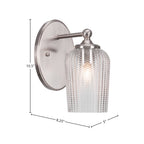 Capri One Light Wall Sconce in Brushed Nickel with 5" Clear Textured Shade