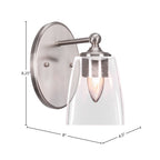 Capri One Light Wall Sconce in Brushed Nickel with 4.5" Square Clear Bubble Shade