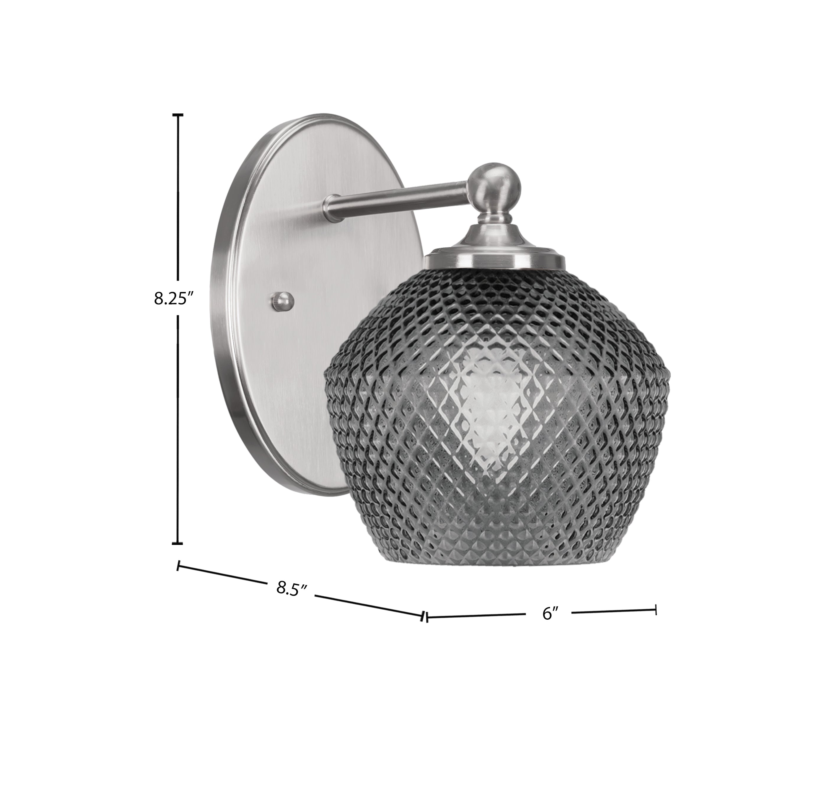 Capri One Light Wall Sconce in Brushed Nickel with Smoke Textured Shade