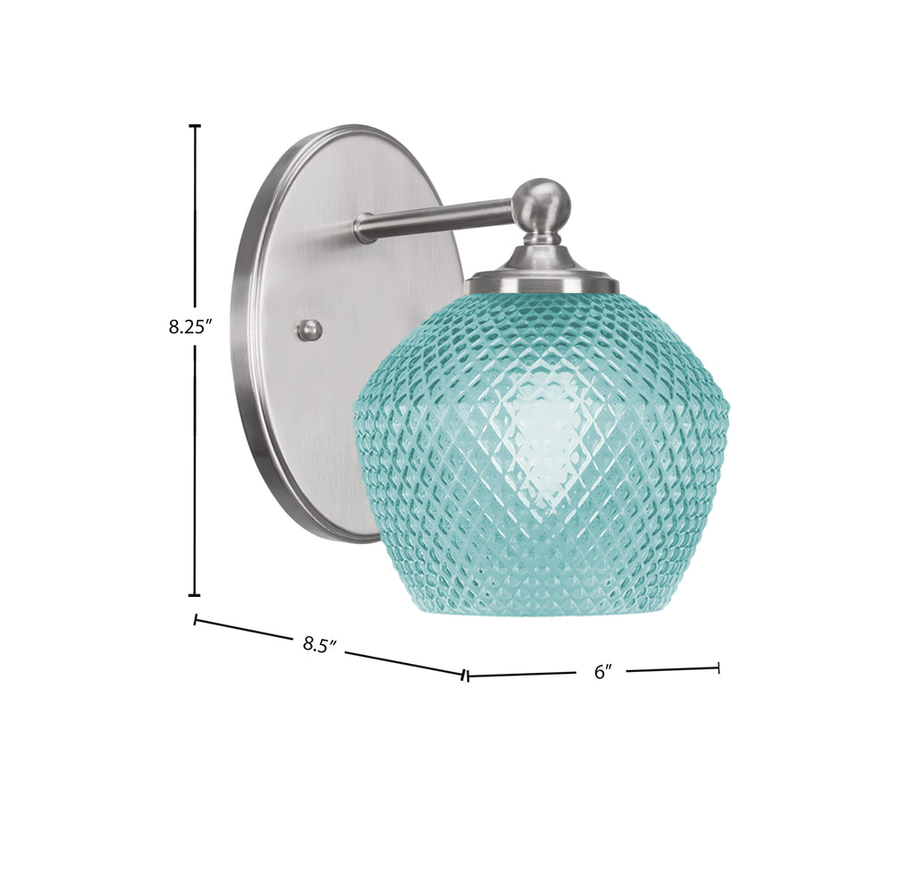 Capri One Light Wall Sconce in Brushed Nickel with Turquoise Textured Shade