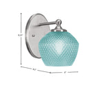 Capri One Light Wall Sconce in Brushed Nickel with Turquoise Textured Shade