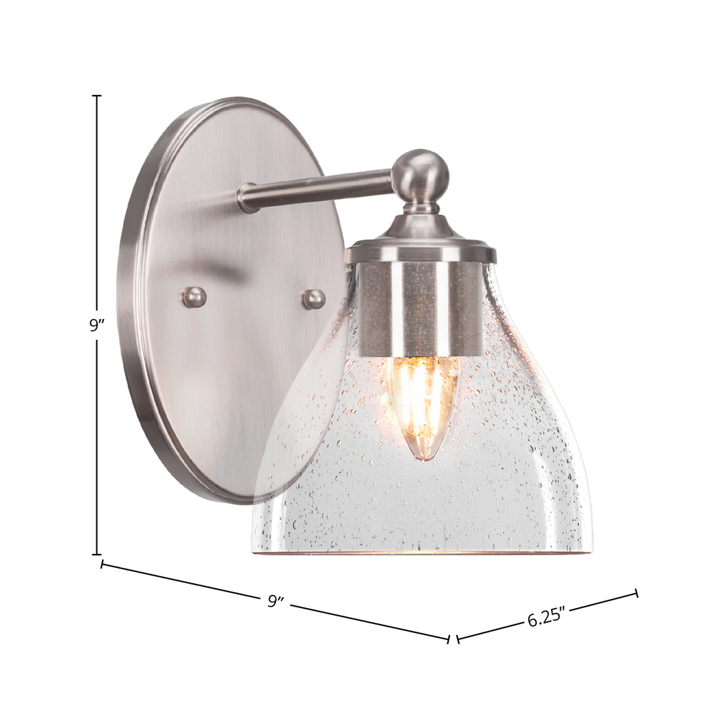 Capri One Light Wall Sconce in Brushed Nickel with 6.25" Clear Bubble Shade