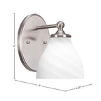 Capri One Light Wall Sconce in Brushed Nickel with 6.25" White Marble Shade