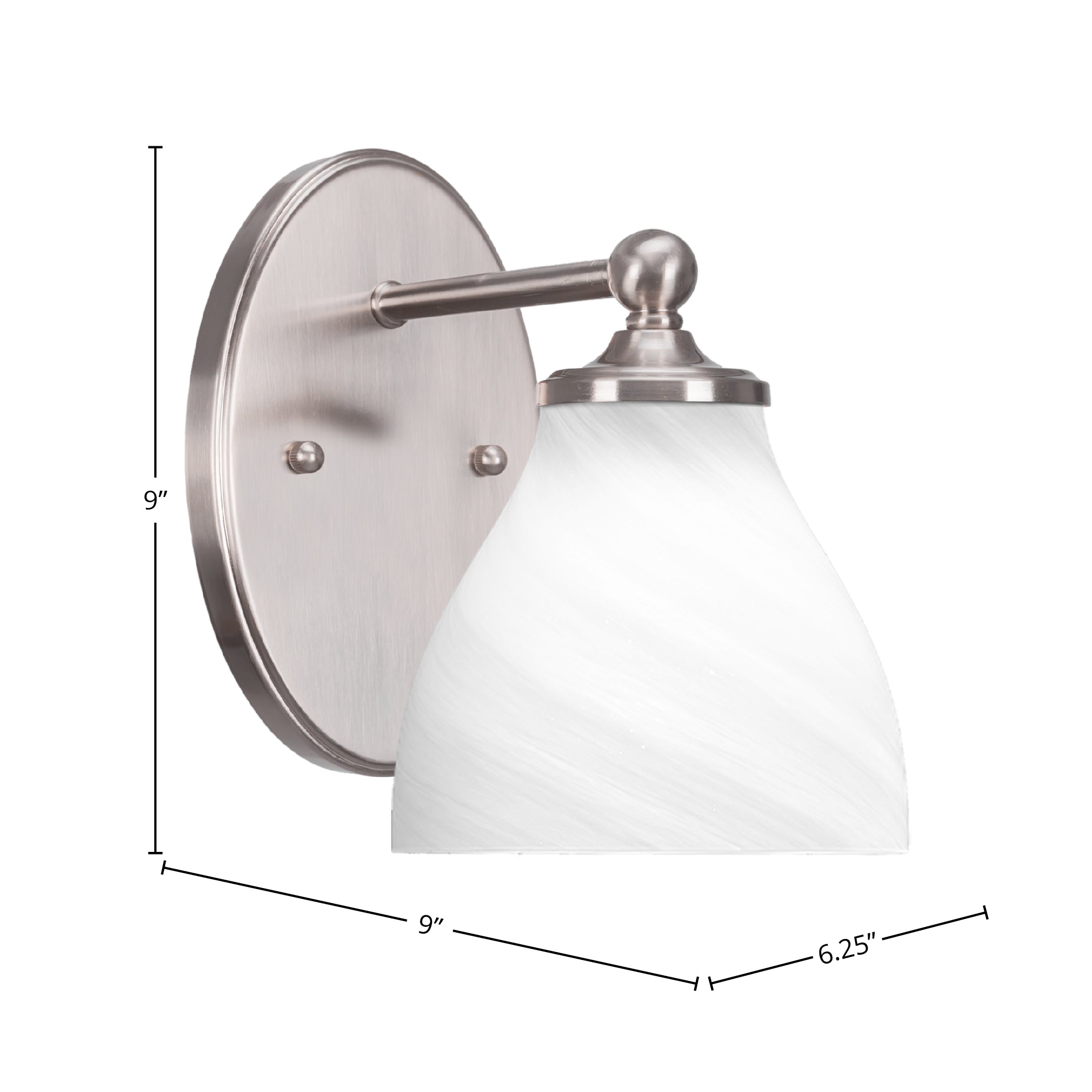 Capri One Light Wall Sconce in Brushed Nickel with 6.25" White Marble Shade