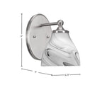 Capri One Light Wall Sconce in Brushed Nickel with 6.25" Onyx Swirl Shade