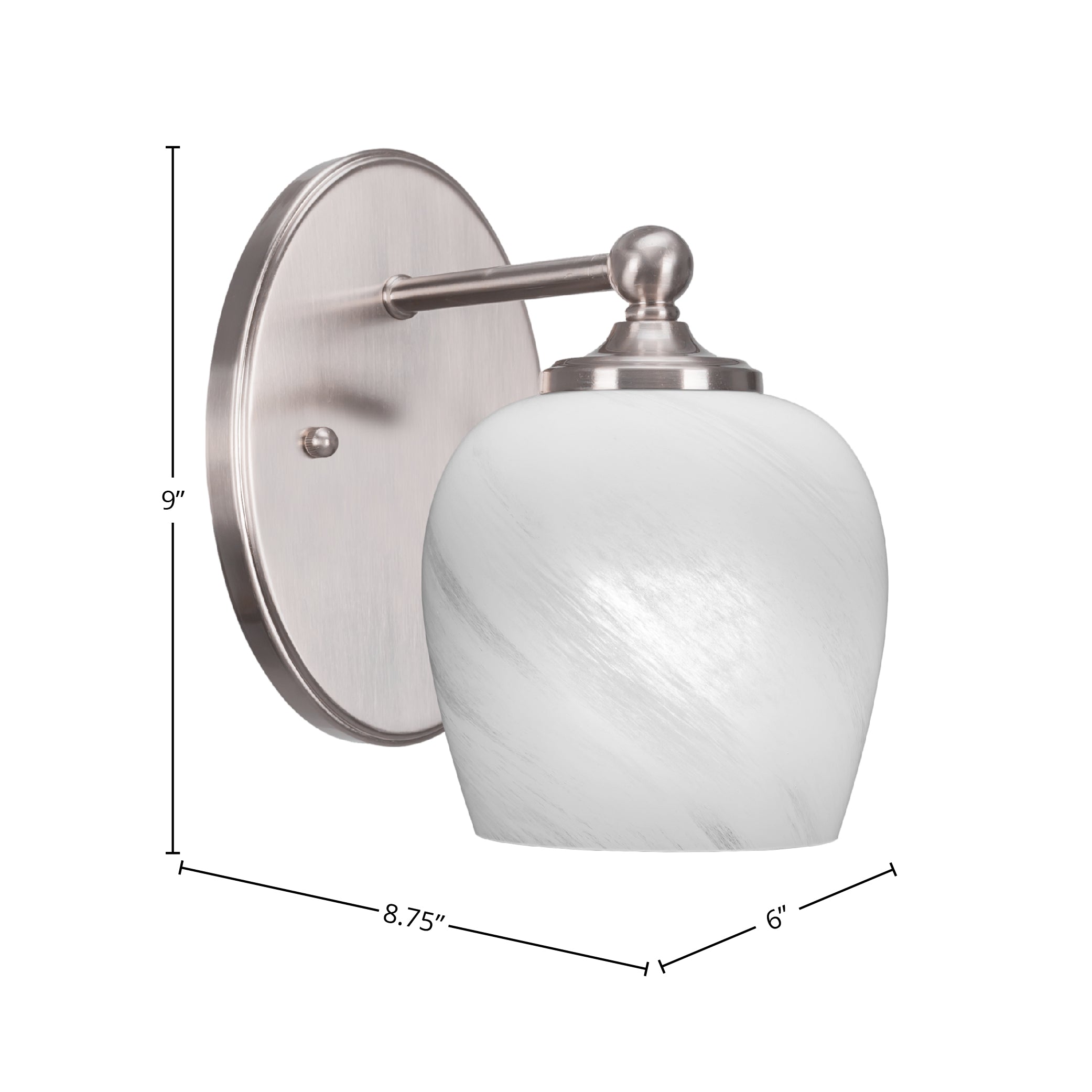 Capri One Light Wall Sconce in Brushed Nickel with 6" White Marble Shade