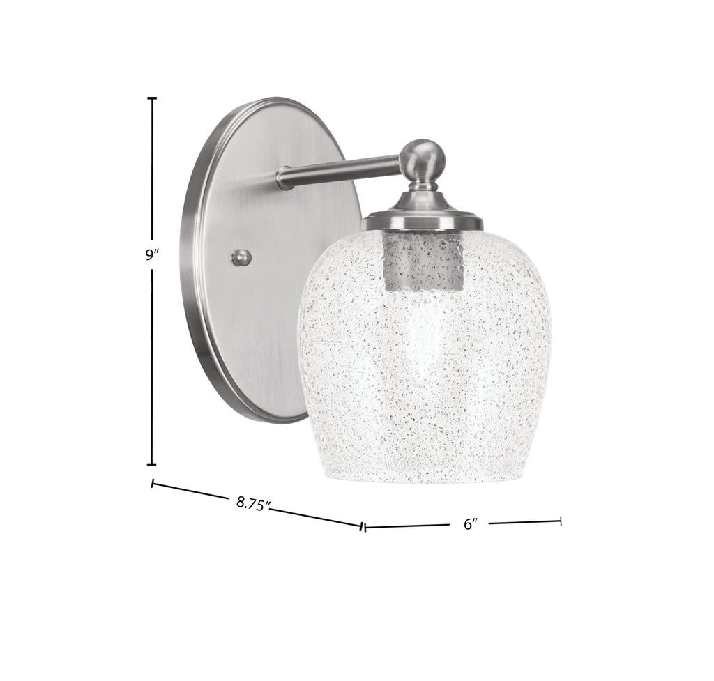 Capri One Light Wall Sconce in Brushed Nickel with 6" Smoke Bubble Shade