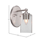 Capri One Light Wall Sconce in Brushed Nickel with 4" Square Clear Bubble Shade