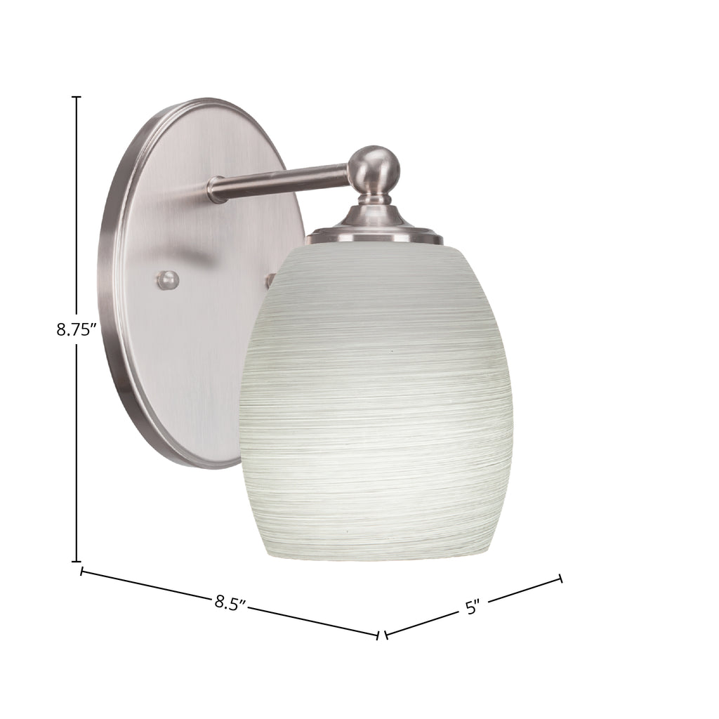 Capri One Light Wall Sconce in Brushed Nickel with 5" White Linen Shade