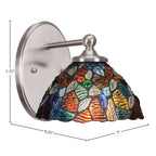 Capri One Light Wall Sconce in Brushed Nickel with 7" Blue Mosaic Art Glass Shade