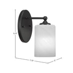 Capri One Light Wall Sconce in Matte Black with 4" White Marble Shade