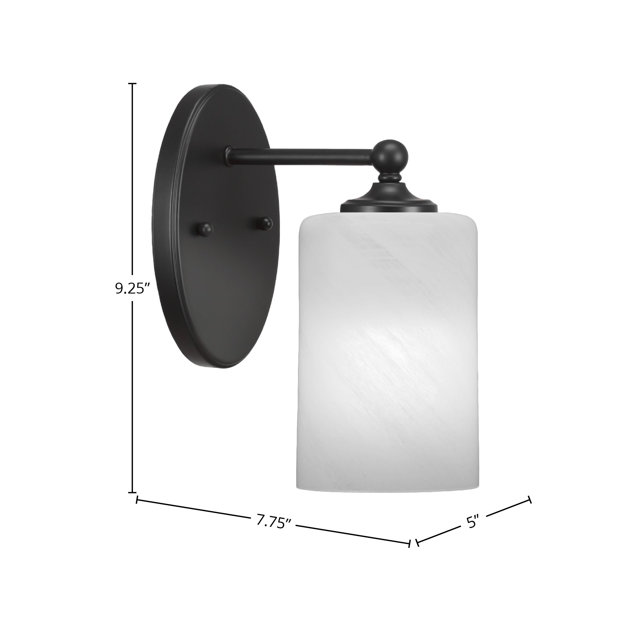 Capri One Light Wall Sconce in Matte Black with 4" White Marble Shade