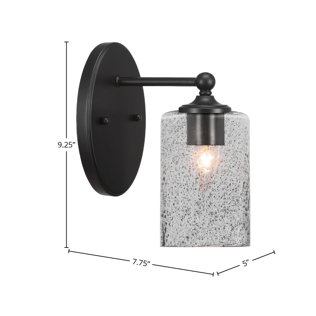 Capri One Light Wall Sconce in Matte Black with 4" Smoke Bubble Shade