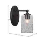 Capri One Light Wall Sconce in Matte Black with 4" Smoke Bubble Shade
