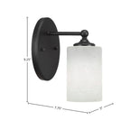 Capri One Light Wall Sconce in Matte Black with 4" White Muslin Shade