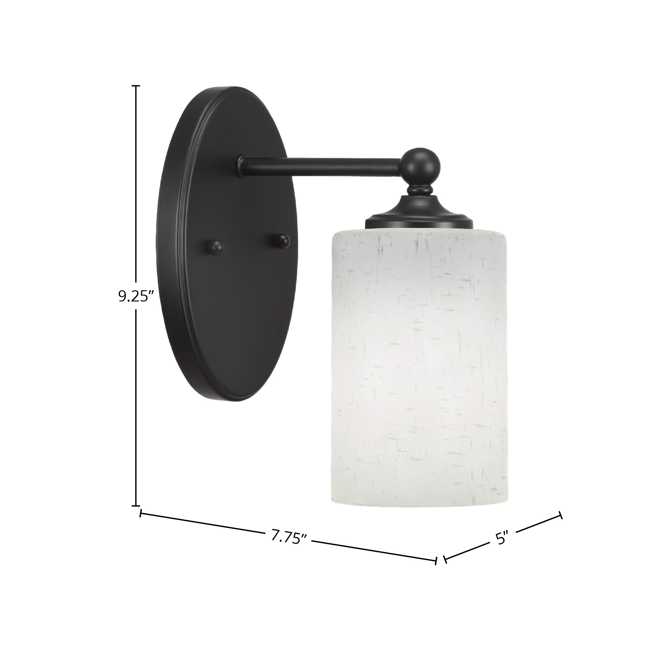 Capri One Light Wall Sconce in Matte Black with 4" White Muslin Shade
