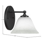 Capri One Light Wall Sconce in Matte Black with 7" White Muslin Shade