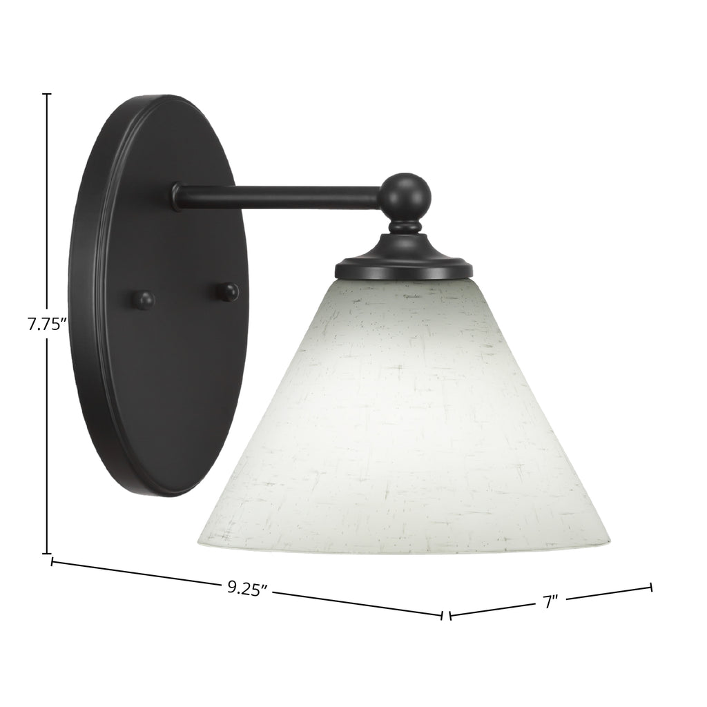 Capri One Light Wall Sconce in Matte Black with 7" White Muslin Shade