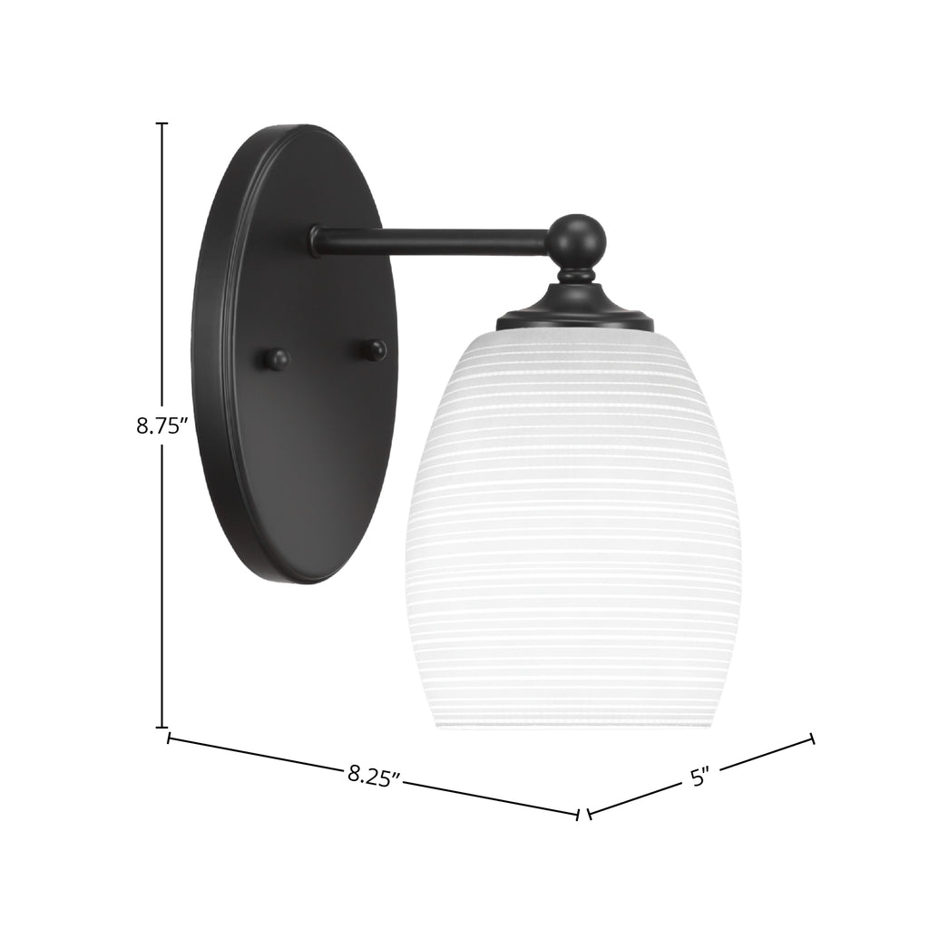 Capri One Light Wall Sconce in Matte Black with 5" White Matrix Shade