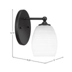 Capri One Light Wall Sconce in Matte Black with 5" White Matrix Shade