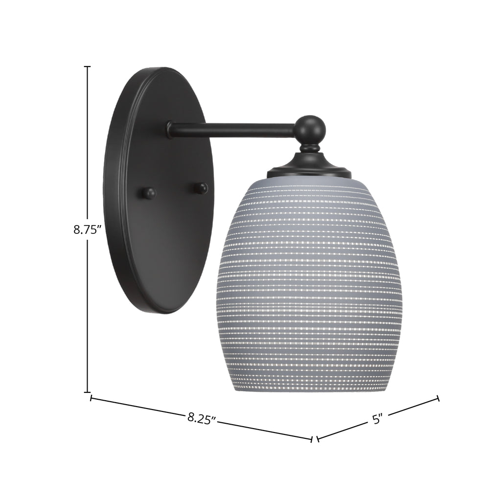 Capri One Light Wall Sconce in Matte Black with 5" Gray Matrix Shade