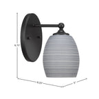 Capri One Light Wall Sconce in Matte Black with 5" Gray Matrix Shade