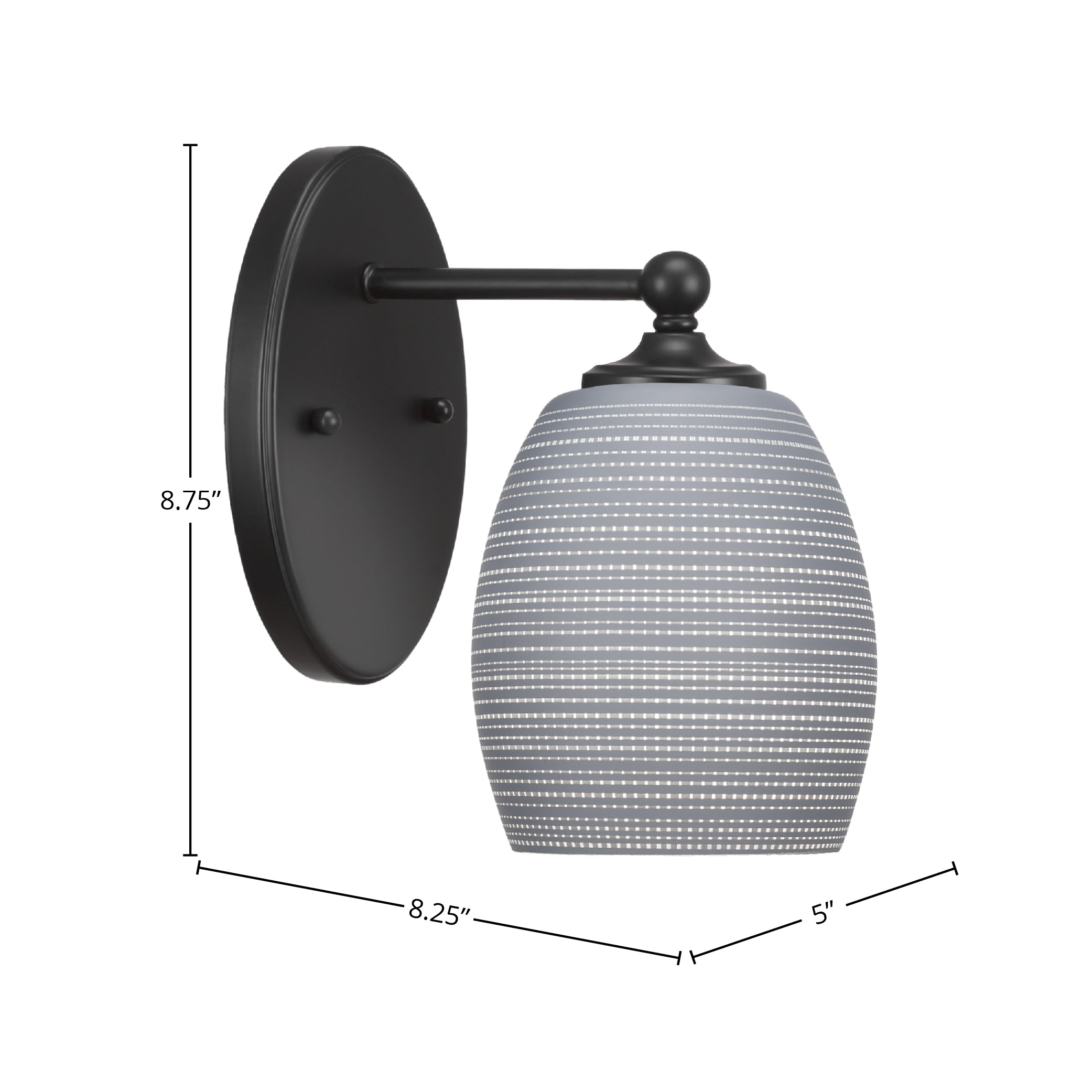 Capri One Light Wall Sconce in Matte Black with 5" Gray Matrix Shade