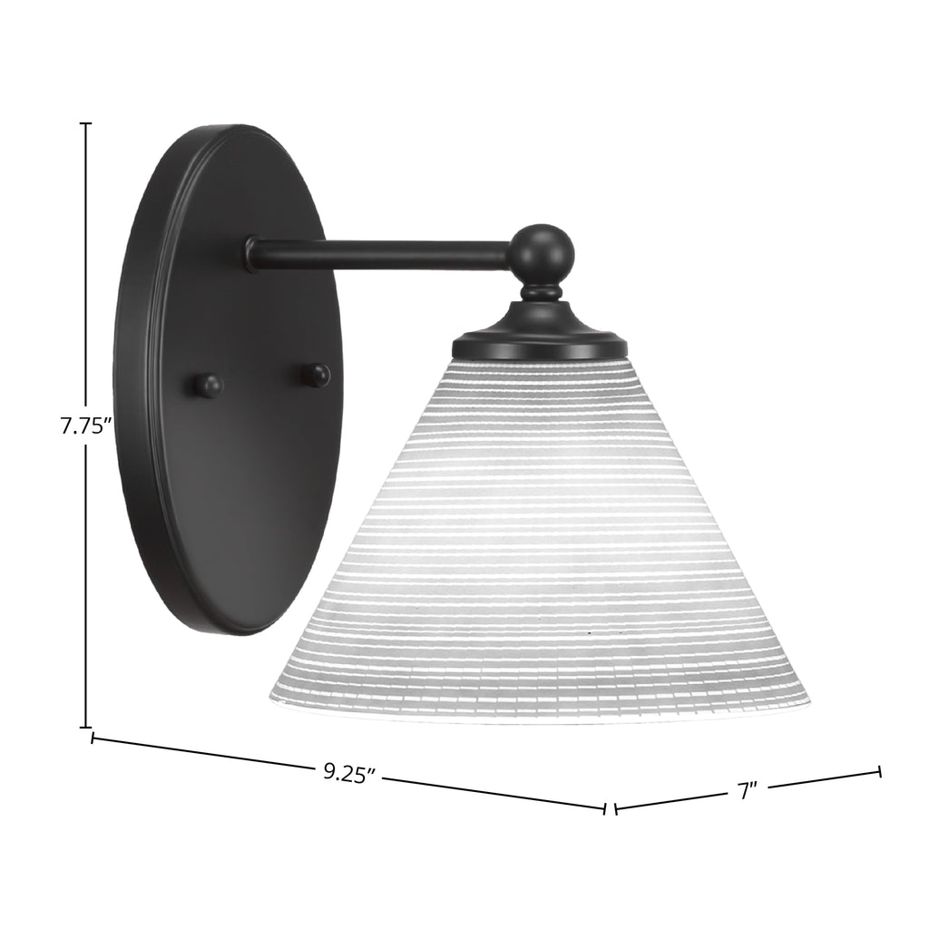 Capri One Light Wall Sconce in Matte Black with 7" White Matrix Shade