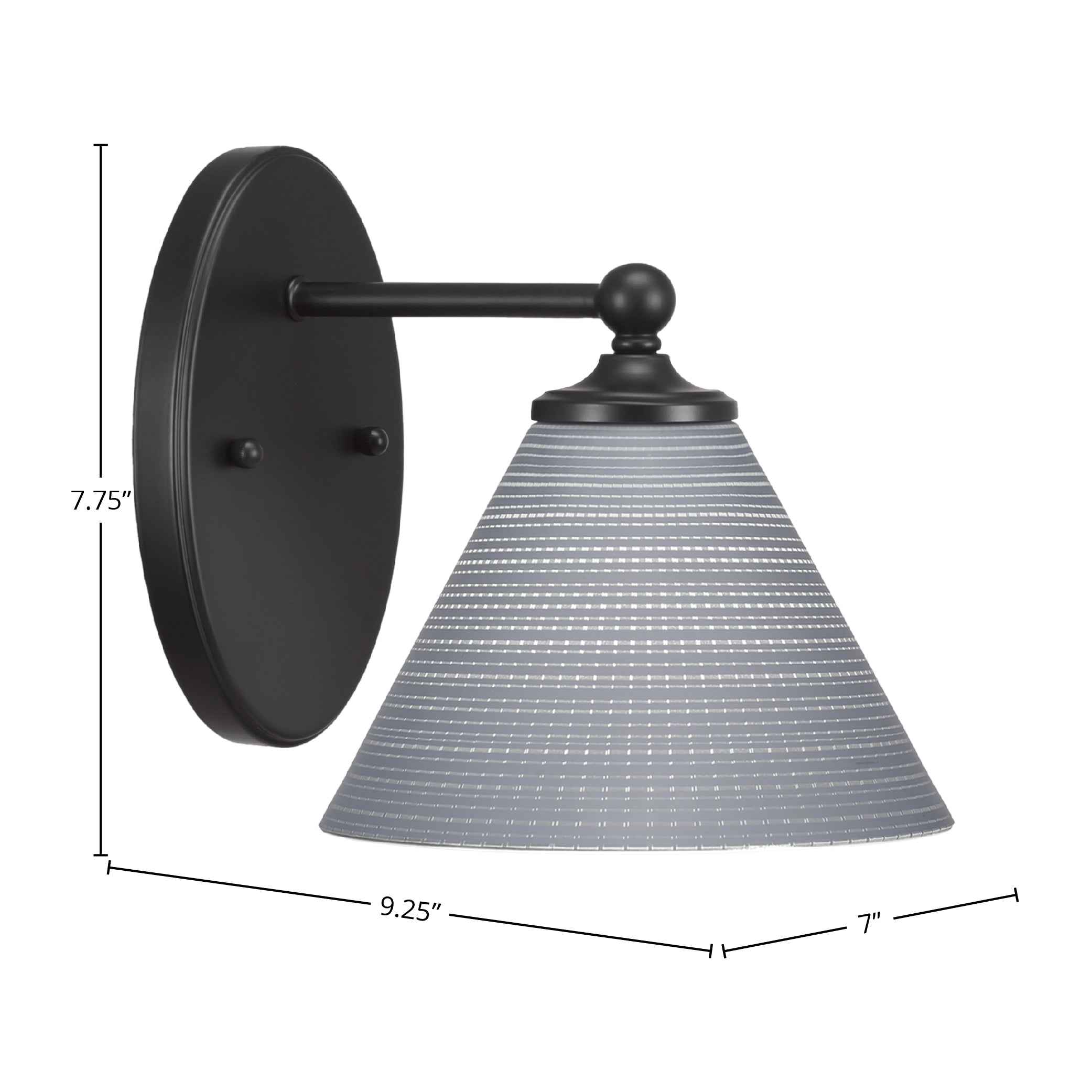 Capri One Light Wall Sconce in Matte Black with 7" Gray Matrix Shade