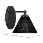 Capri One Light Wall Sconce in Matte Black with 7" Black Matrix Shade
