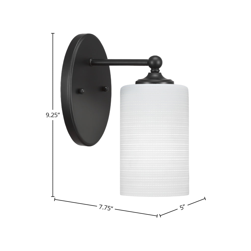 Capri One Light Wall Sconce in Matte Black with 4" White Matrix Shade